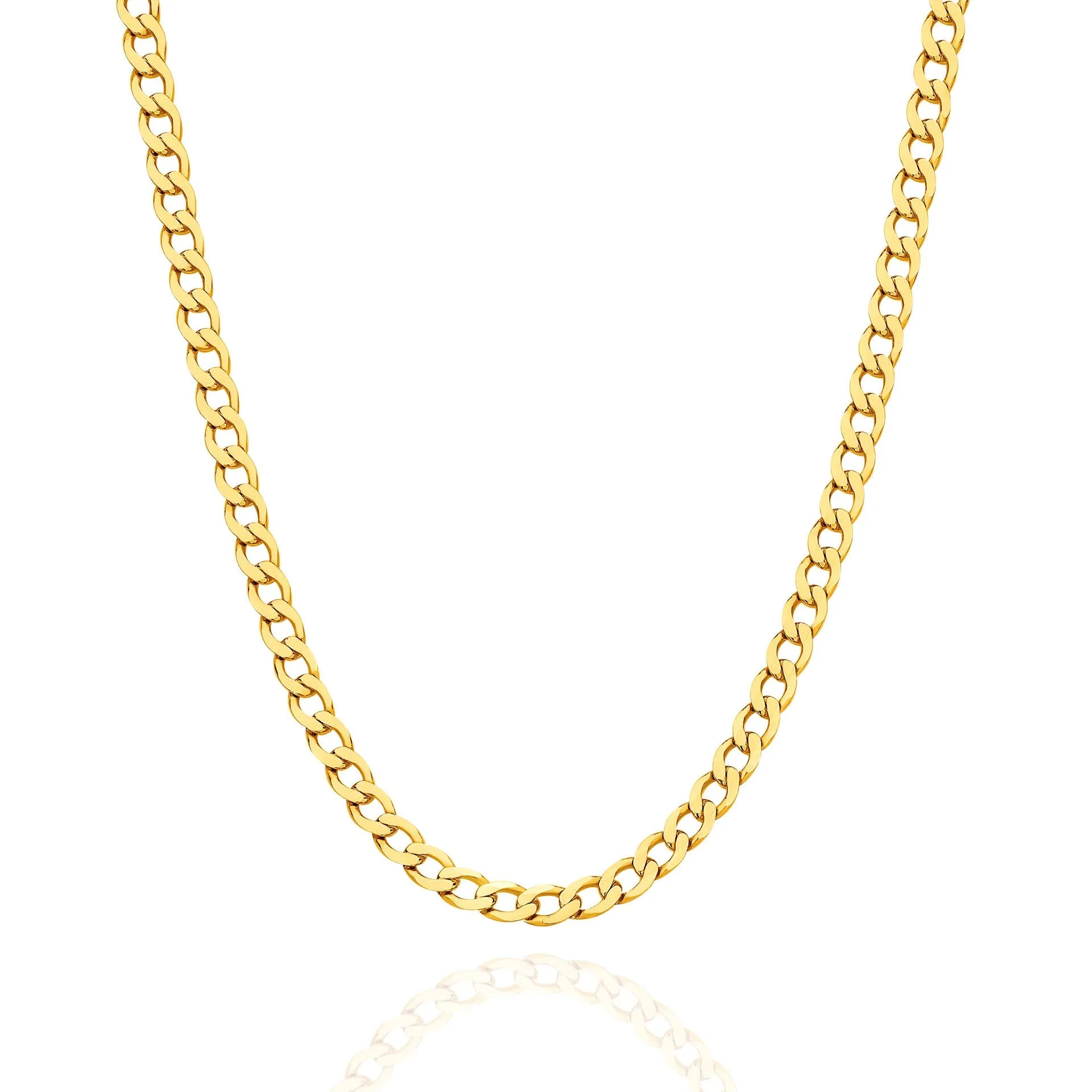 Flat Curb 3.95mm Solid Yellow Gold Chain