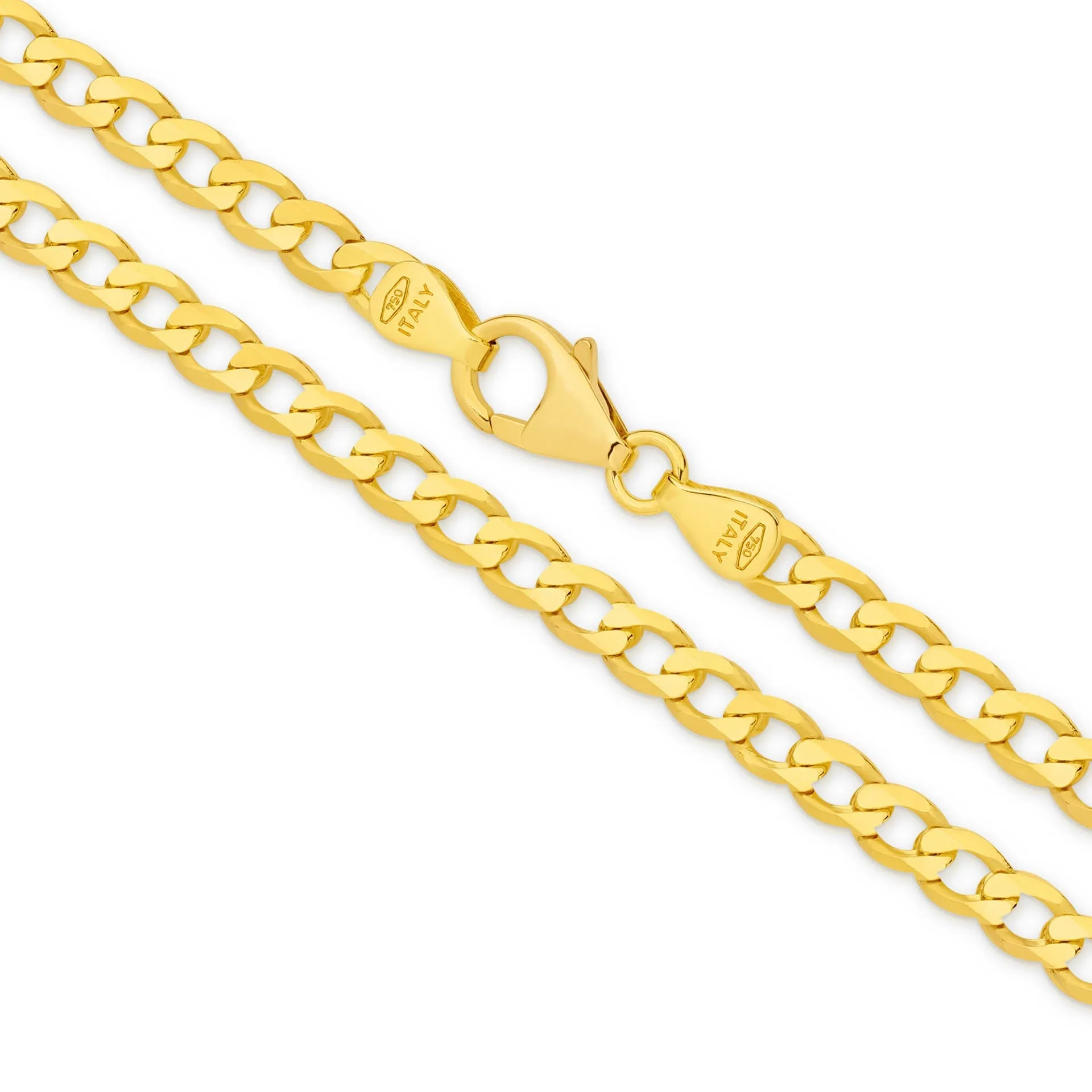 Flat Curb 3.95mm Solid Yellow Gold Chain