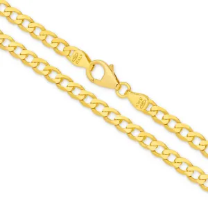 Flat Curb 3.95mm Solid Yellow Gold Chain