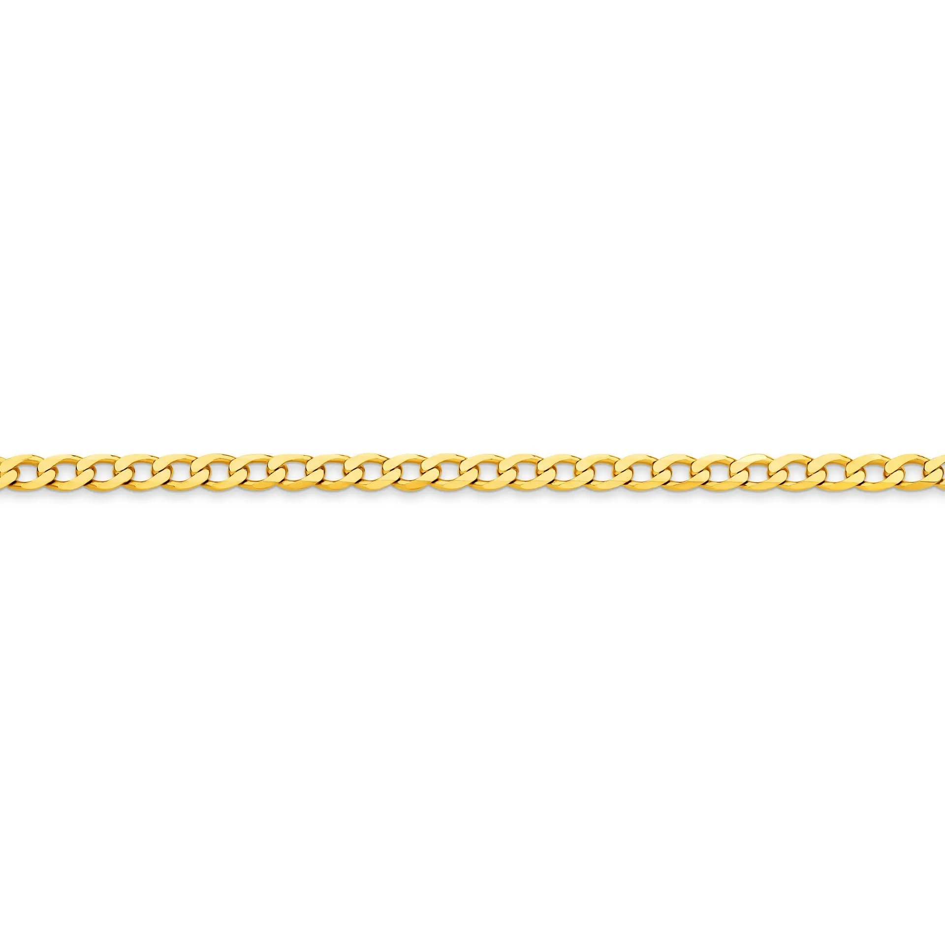 Flat Curb 3.95mm Solid Yellow Gold Chain