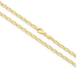 Flat Curb Long 3.56mm Solid Yellow Gold Chain