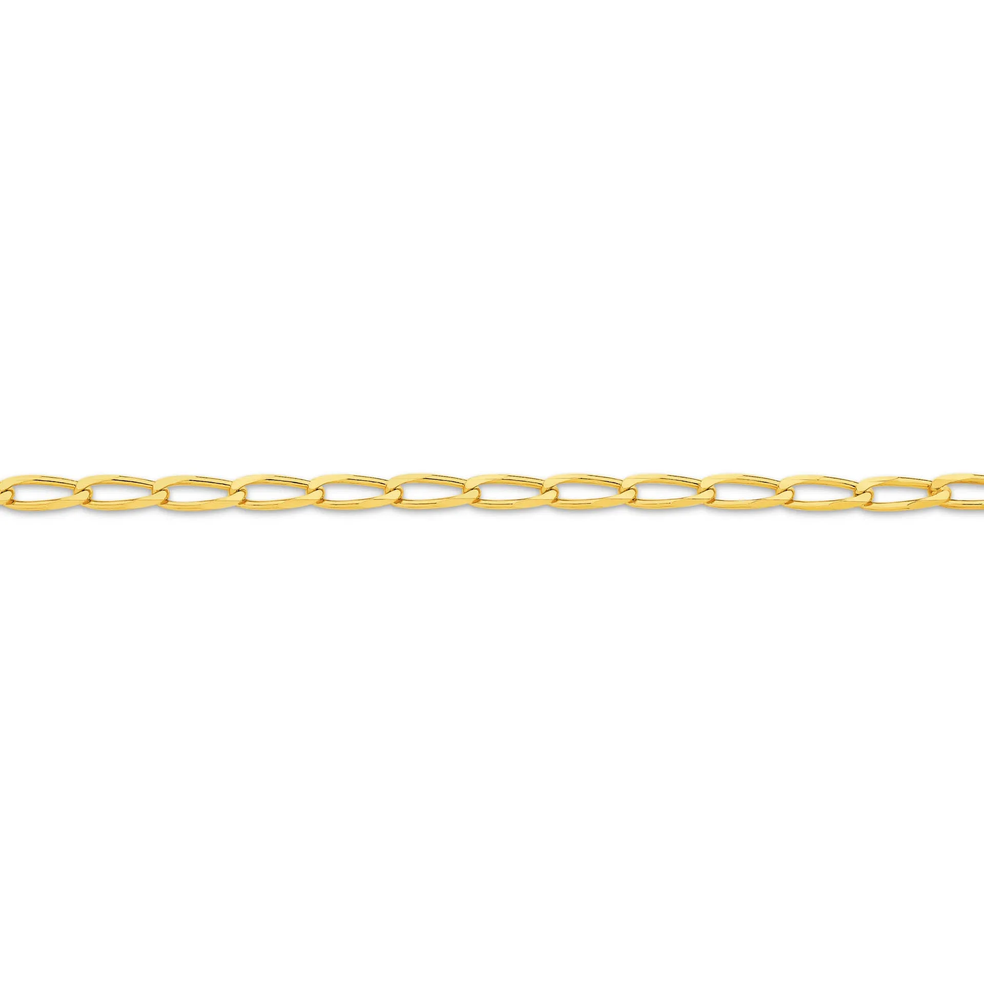 Flat Curb Long 3.56mm Solid Yellow Gold Chain