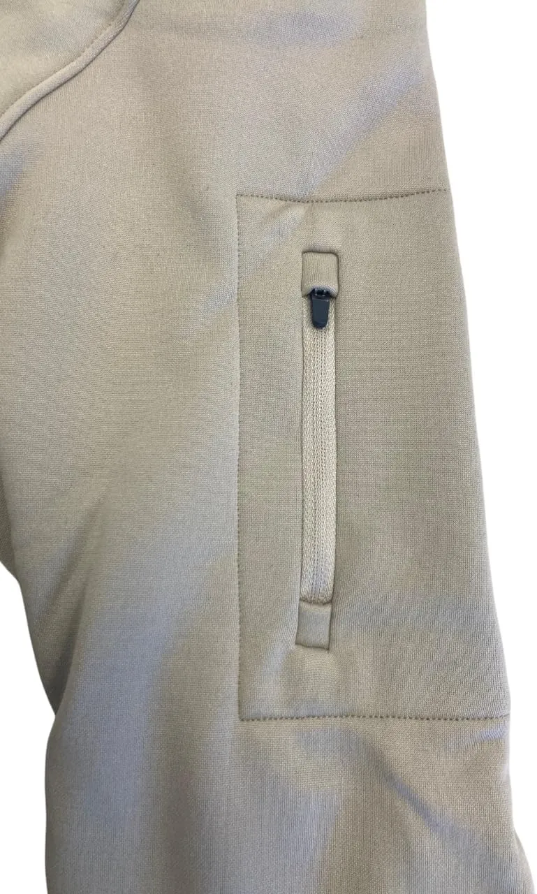 Fleece Pullover 1/4 Zip Jacket, Flat Dark Earth with Front Logo, Kangaroo Pouch, Arm & Chest Pocket