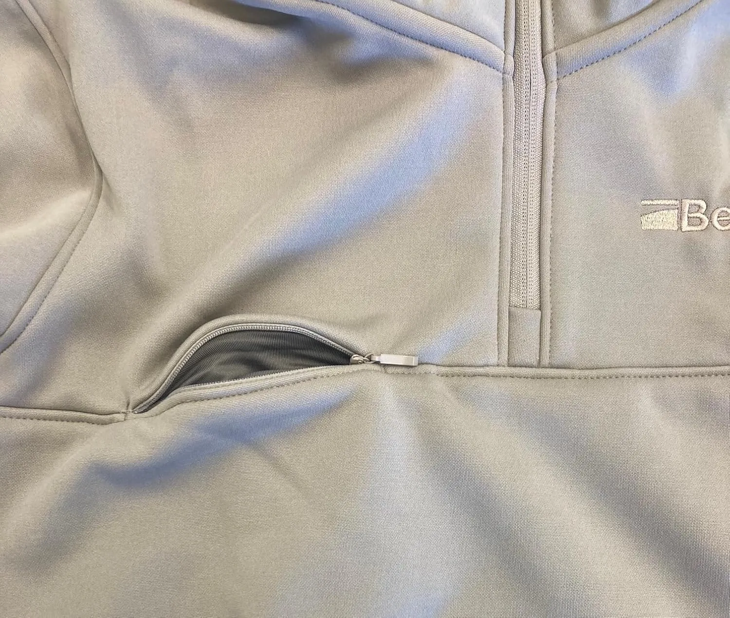 Fleece Pullover 1/4 Zip Jacket, Flat Dark Earth with Front Logo, Kangaroo Pouch, Arm & Chest Pocket
