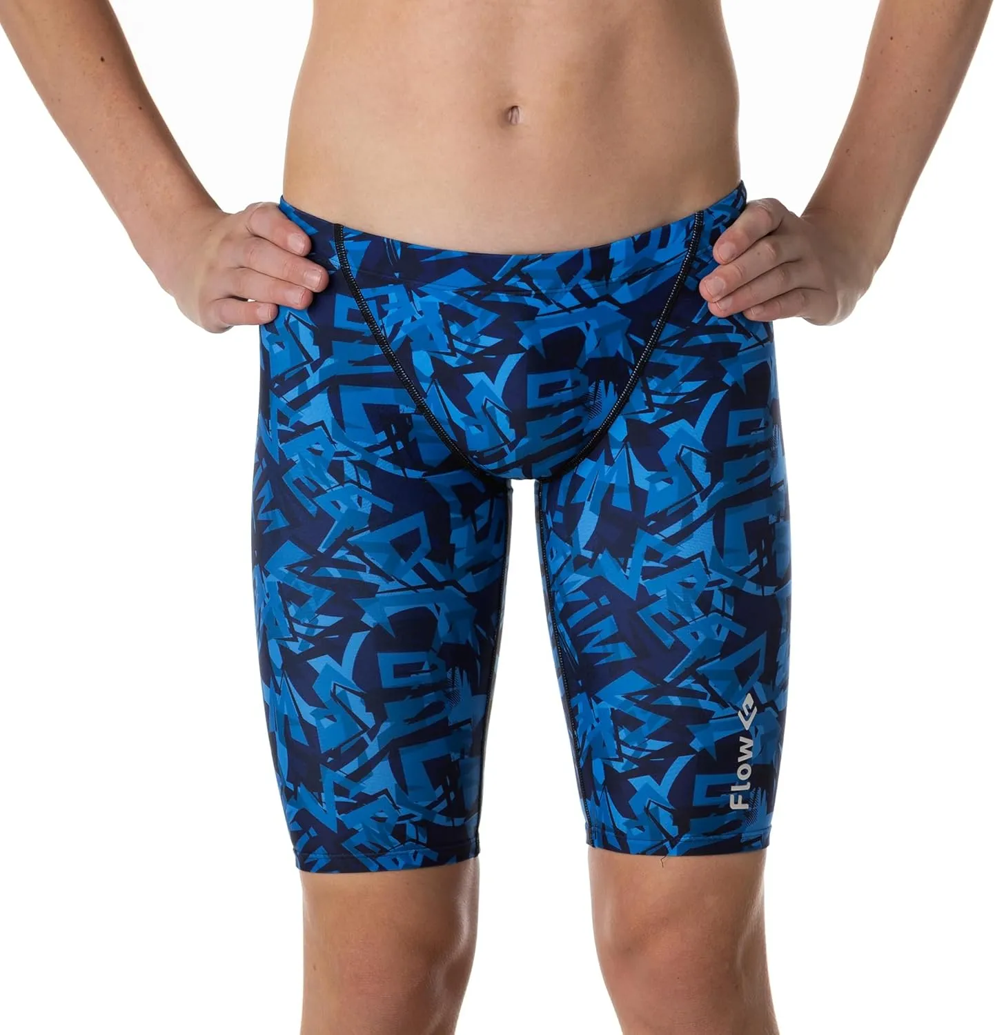 Flow Funky Jammers for Boys - Swim Jammer Swimsuit for Practice and Competition Swimming in Size 21 to 32