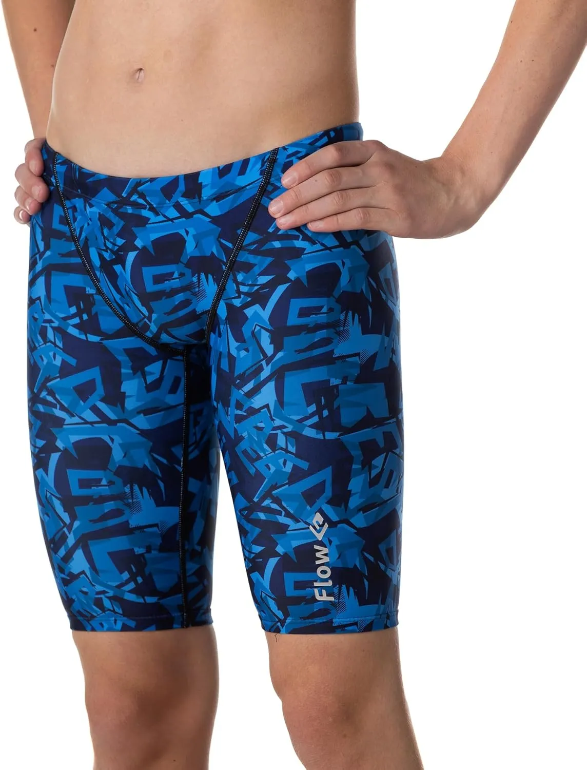 Flow Funky Jammers for Boys - Swim Jammer Swimsuit for Practice and Competition Swimming in Size 21 to 32