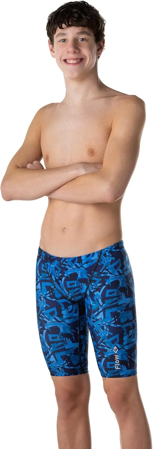 Flow Funky Jammers for Boys - Swim Jammer Swimsuit for Practice and Competition Swimming in Size 21 to 32