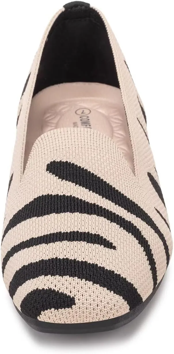 Frank Mully Women's Loafer Flats Square Toe Comfortable Office Work Shoes, Cute Penny Loafer Slip On Walking Driving Shoes