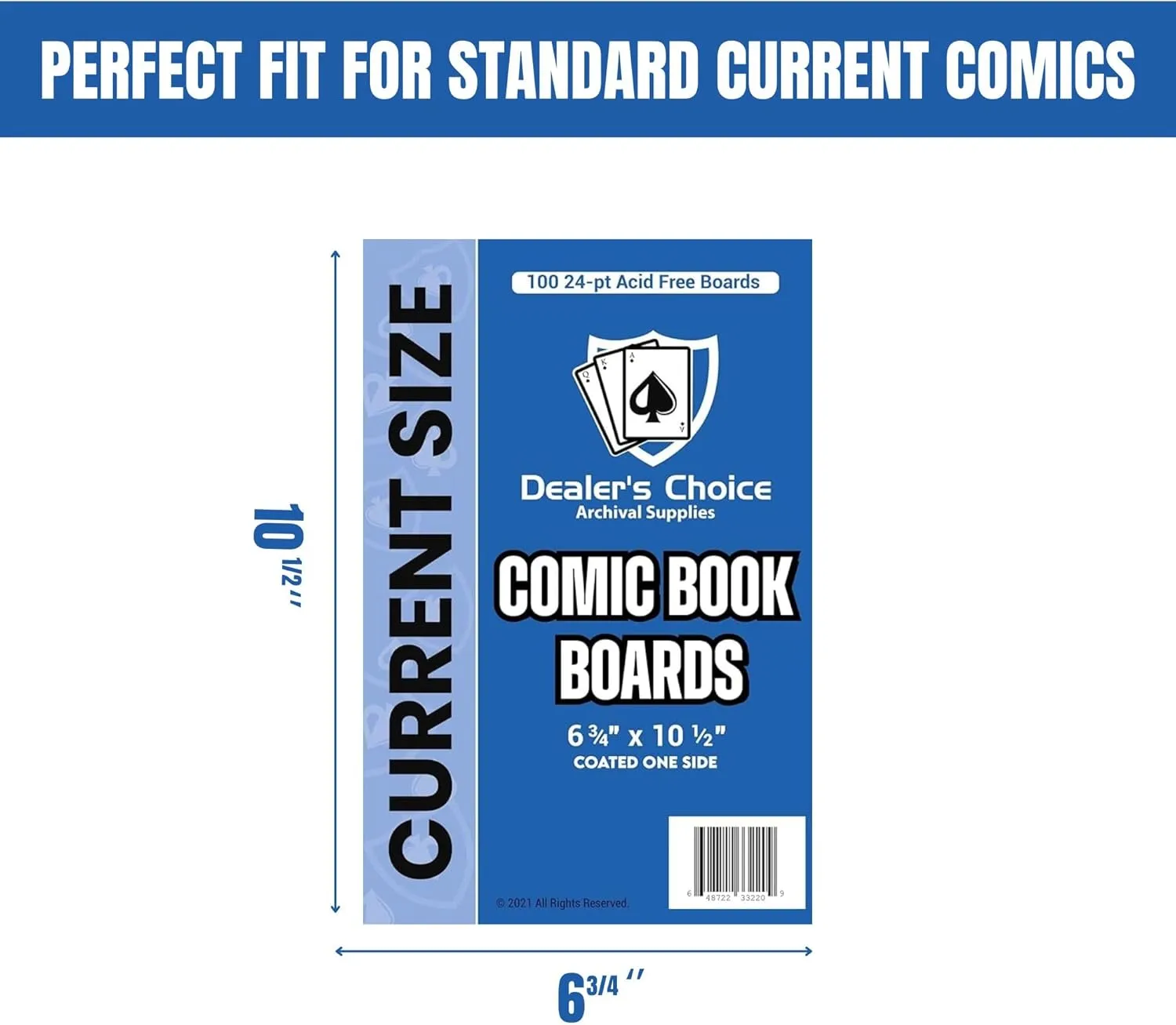 Gemini Comic Book Boards | 24-pt Acid-Free, Coated One Side, Buffered with 3% Calcium Carbonate, 1000 Comic Backing Boards, Precision Cut – Current Size (6 3/4" x 10 1/2")