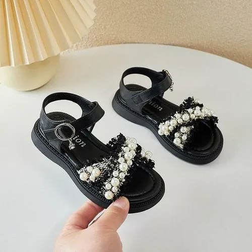 Girls Sandals Summer Princess Children White Sandals Pearl Platform