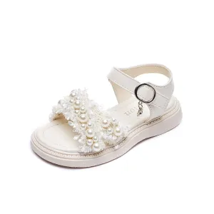 Girls Sandals Summer Princess Children White Sandals Pearl Platform