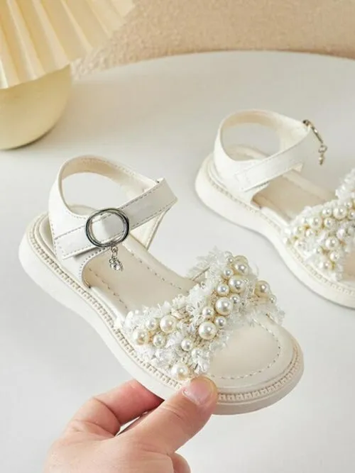 Girls Sandals Summer Princess Children White Sandals Pearl Platform