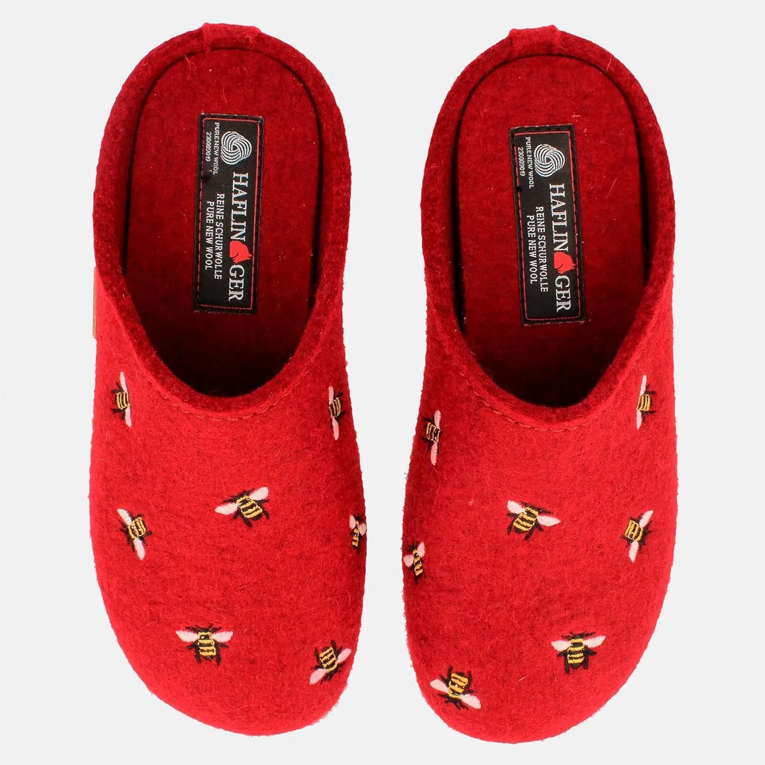 HAFLINGER Api Wool Felt Bee Motif Womens Slip On Mule Slippers Unisex