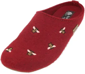 HAFLINGER Api Wool Felt Bee Motif Womens Slip On Mule Slippers Unisex