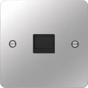 Hager WFBTMPSB Sollysta Flat Plate Master Telephone Socket - Polished Steel   Black Insert