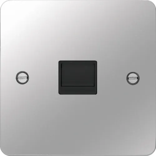Hager WFBTMPSB Sollysta Flat Plate Master Telephone Socket - Polished Steel   Black Insert