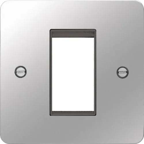 Hager WFP1EUPSB Sollysta Flat Plate Single Euro Style Module Faceplate - Polished Steel  Black Insert