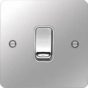 Hager WFPS16PSW Sollysta Flat Plate Intermediate Switch - Polished Steel   White Insert