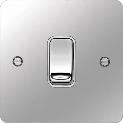 Hager WFPS16PSW Sollysta Flat Plate Intermediate Switch - Polished Steel   White Insert