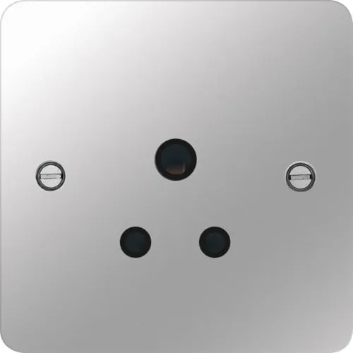 Hager WFS51PSB Sollysta Flat Plate 5A 1 Gang Unswitched Socket - Polished Steel   Black Insert
