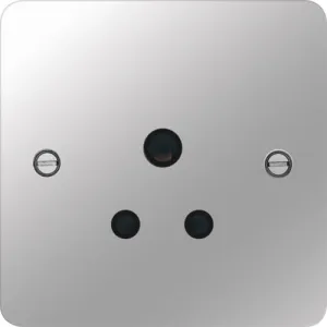 Hager WFS51PSB Sollysta Flat Plate 5A 1 Gang Unswitched Socket - Polished Steel   Black Insert