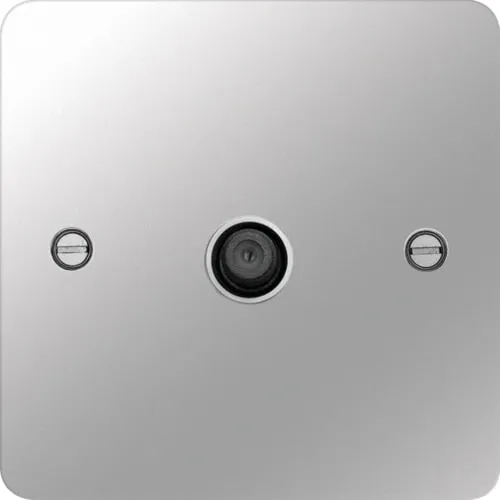 Hager WFSATPSW Sollysta Flat Plate F Type Satellite Outlet - Polished Steel   White Insert