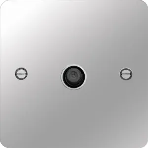 Hager WFSATPSW Sollysta Flat Plate F Type Satellite Outlet - Polished Steel   White Insert