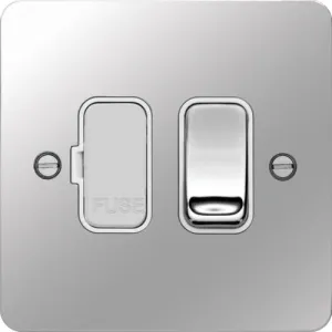 Hager WFSSU83PSW Sollysta Flat Plate 13A Fused Connection Unit Switched - Polished Steel   White Insert