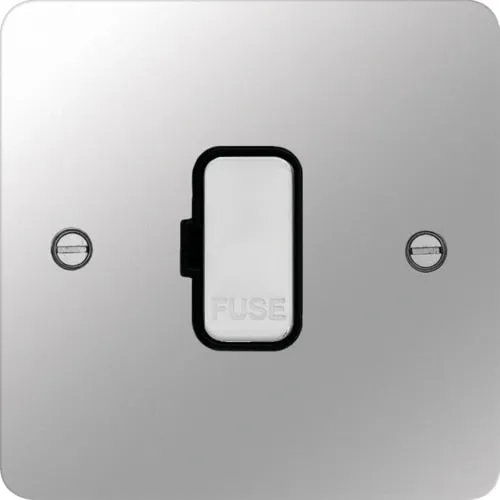 Hager WFSU83PSB Sollysta Flat Plate 13A Fused Connection Unit Unswitched - Polished Steel   Black Insert