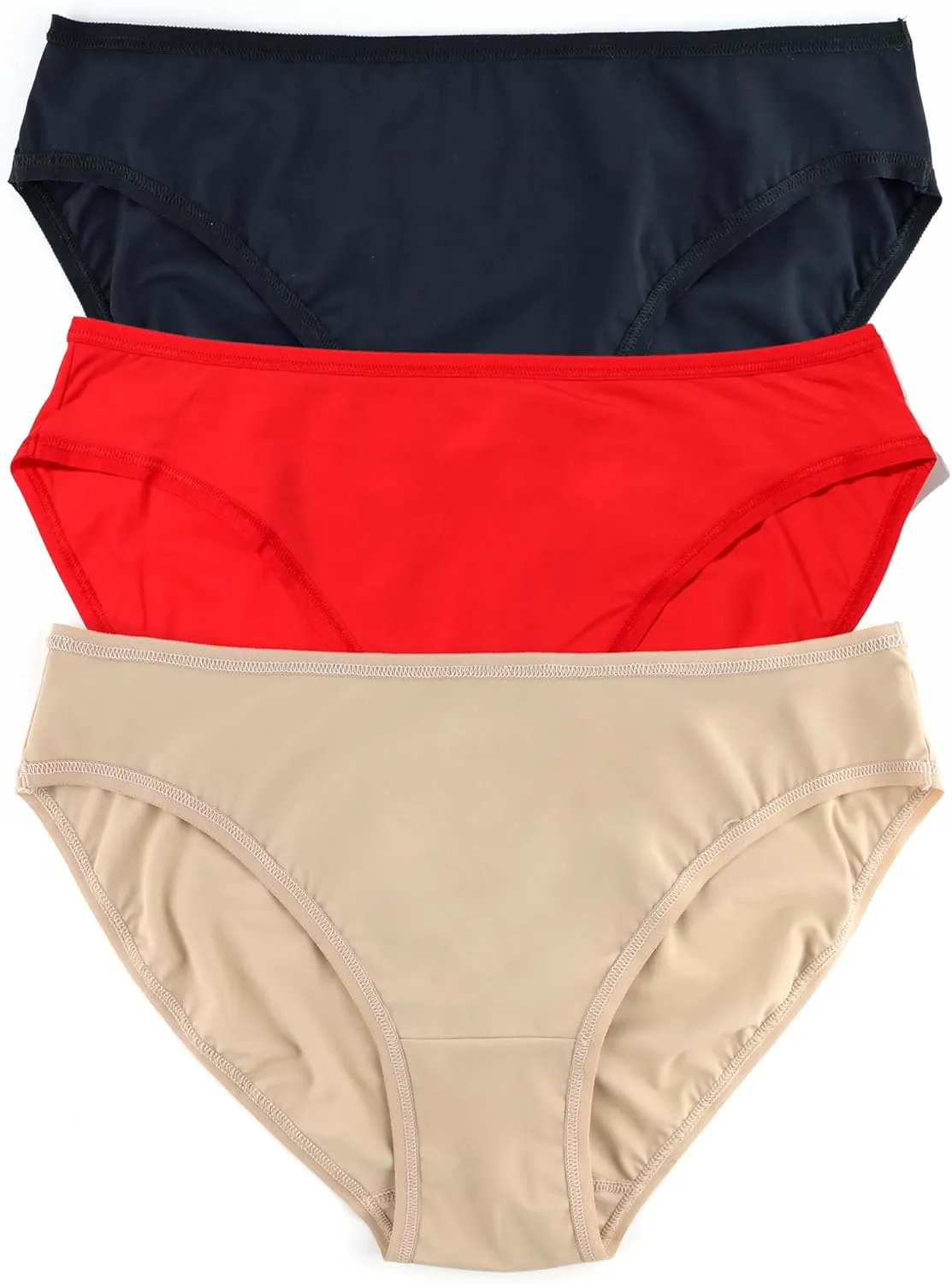 hanky panky - BreatheSoft Mid Rise Bikini Brief Underwear for Women | Full Back Coverage Panties | Sizes XS-XL | 3 pack