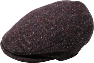 Hanna Hats for Men Donegal Tweed Vinatge Flat Cap - Driving Cap - Made in Ireland -100% Wool Tweed (US, Alpha, Large, Maroon & Charcoal Salt & Pepper)