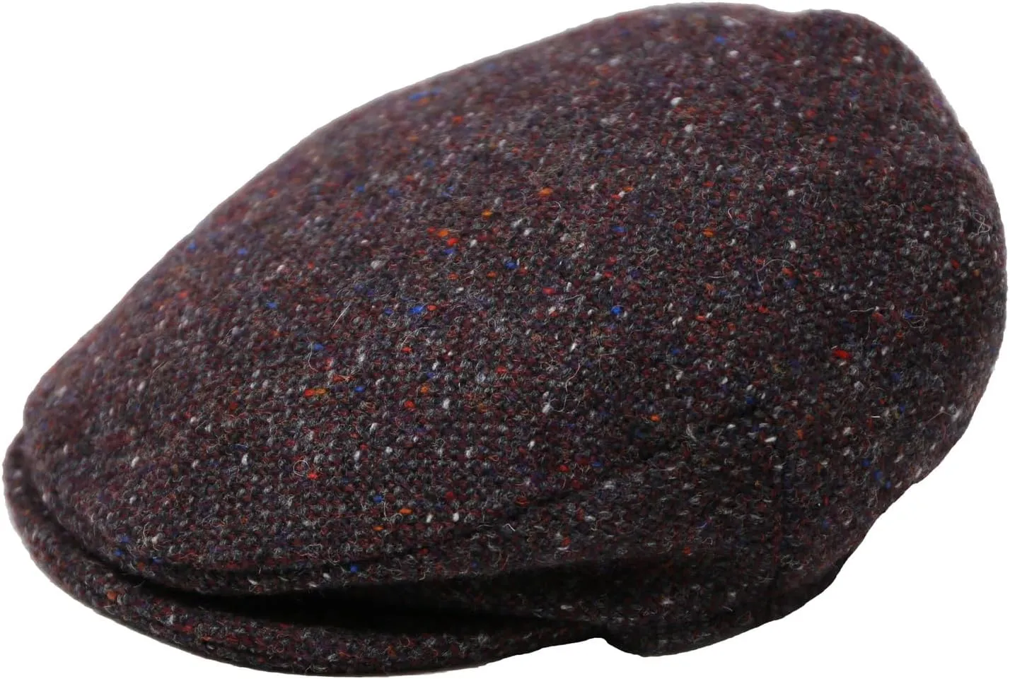 Hanna Hats for Men Donegal Tweed Vinatge Flat Cap - Driving Cap - Made in Ireland -100% Wool Tweed (US, Alpha, Large, Maroon & Charcoal Salt & Pepper)