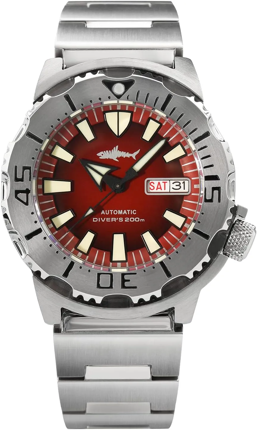 Heimdallr Watches for Men, NH36A Automatic Wristwatch 200M Diving Watch Sapphire Crystal Luminous Mens Watch with 316L Stainless Steel Bracelet V2 Version