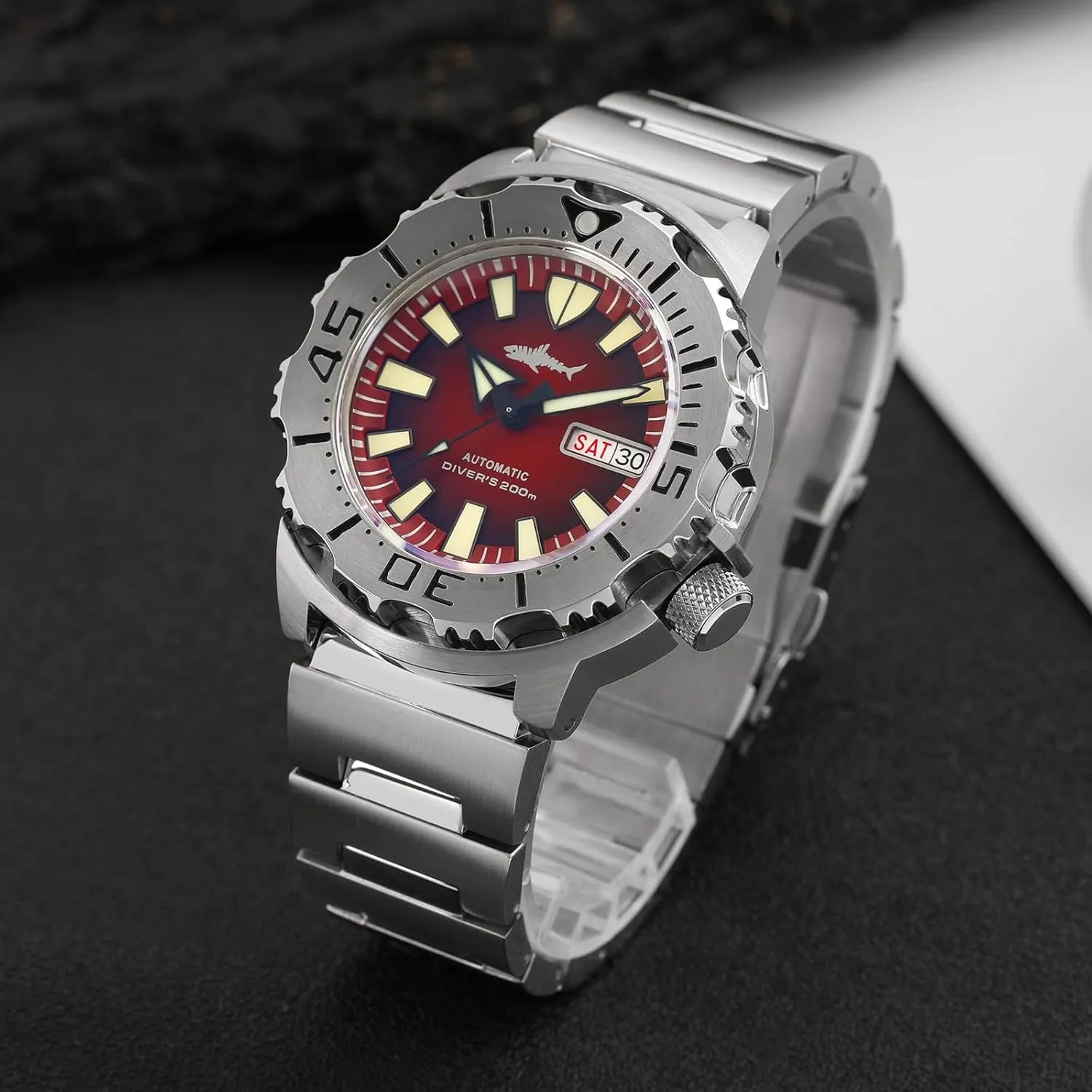 Heimdallr Watches for Men, NH36A Automatic Wristwatch 200M Diving Watch Sapphire Crystal Luminous Mens Watch with 316L Stainless Steel Bracelet V2 Version