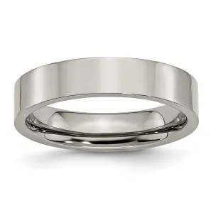 High-Quality Chisel 5mm Polished Titanium Flat Band Ring | Stylish Value Offer