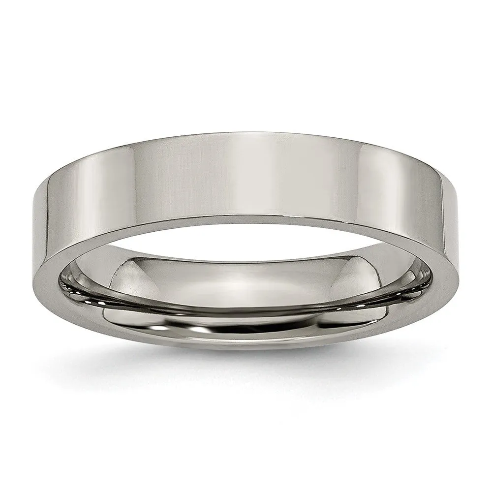 High-Quality Chisel 5mm Polished Titanium Flat Band Ring | Stylish Value Offer