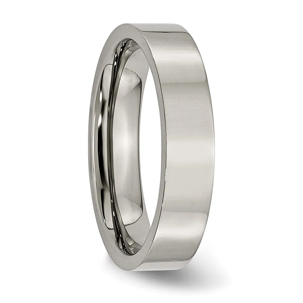 High-Quality Chisel 5mm Polished Titanium Flat Band Ring | Stylish Value Offer