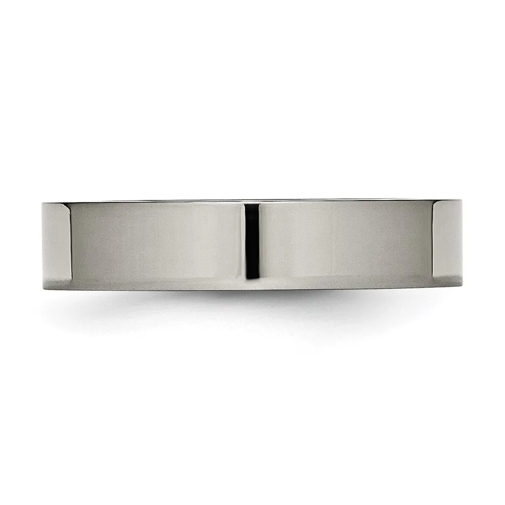 High-Quality Chisel 5mm Polished Titanium Flat Band Ring | Stylish Value Offer