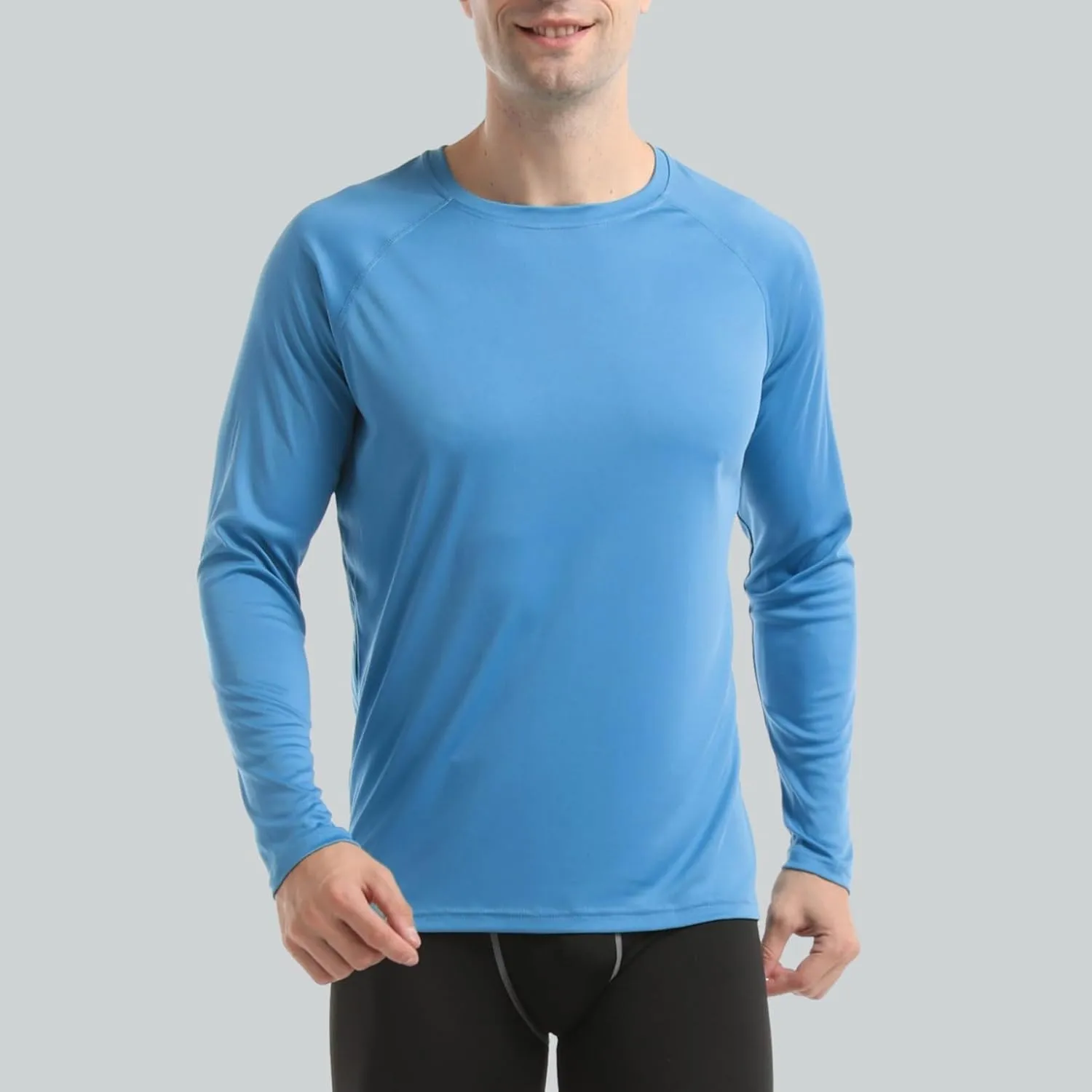 HISKYWIN Men's Long Sleeve Shirts Lightweight UPF 50  Sun Protection SPF Outdoor T-Shirts Fishing Hiking Running Tee Tops