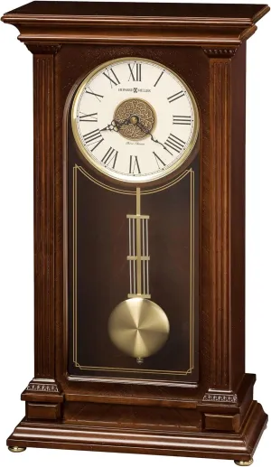 Howard Miller Stafford Mantel Clock, Roman Numerals Analog Display Teak Wood Veneer Pendulum Clocks with Wood Finishing for Home Decor, Office & Living Room, Triple-Chime Quartz Movement