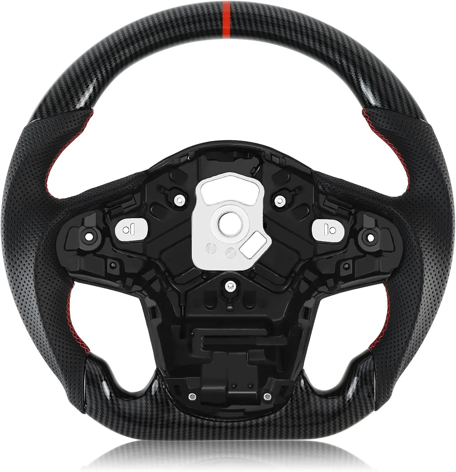 Hydro-Dip Carbon Fiber Steering Wheel For Toyota D-shaped Nappa Perforated Leather Flat-bottom Steering Wheel For Toyota GR Supra 2019-2022