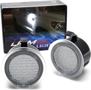 iJDMTOY White LED Under Side Mirror Puddle Lights Compatible with 2007-2021 Toyota Tundra Sequoia (Powered by 18 pcs White SMD Lights)