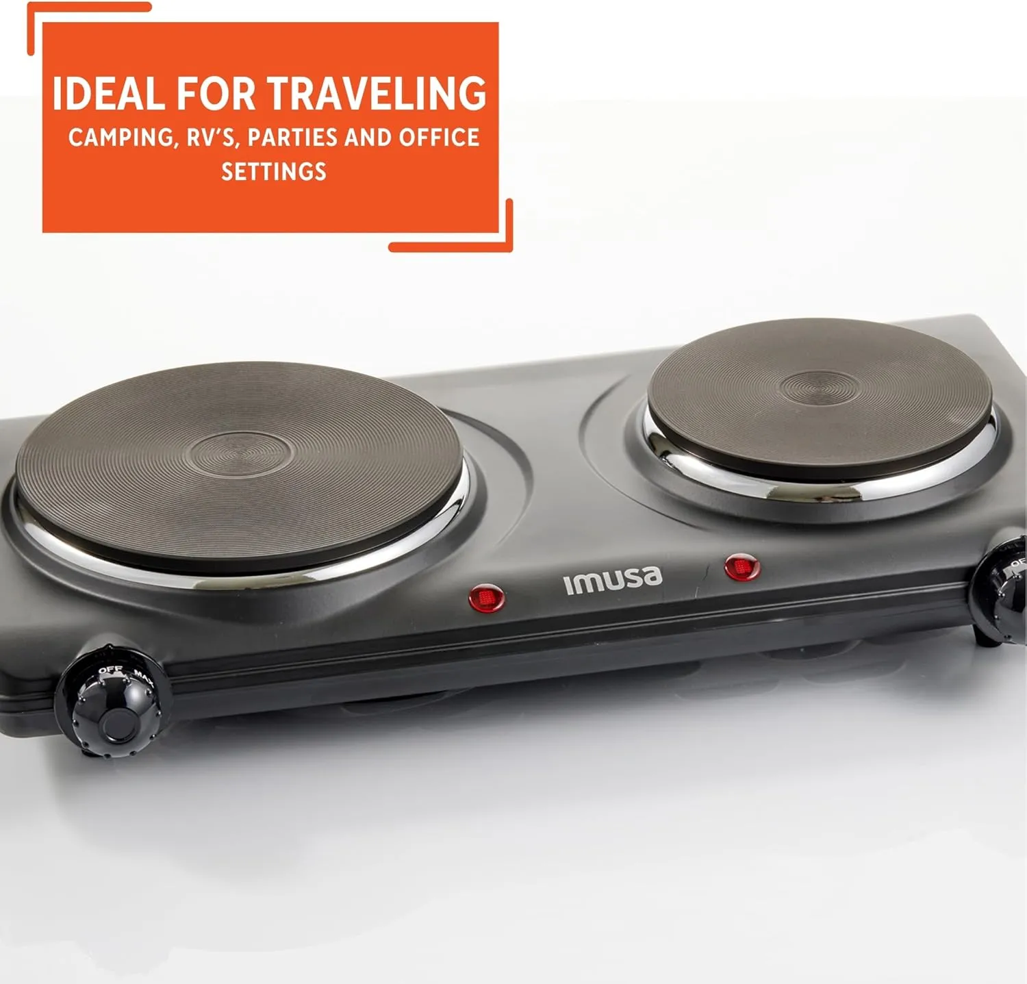 IMUSA Double Electric Hot Plate, Black