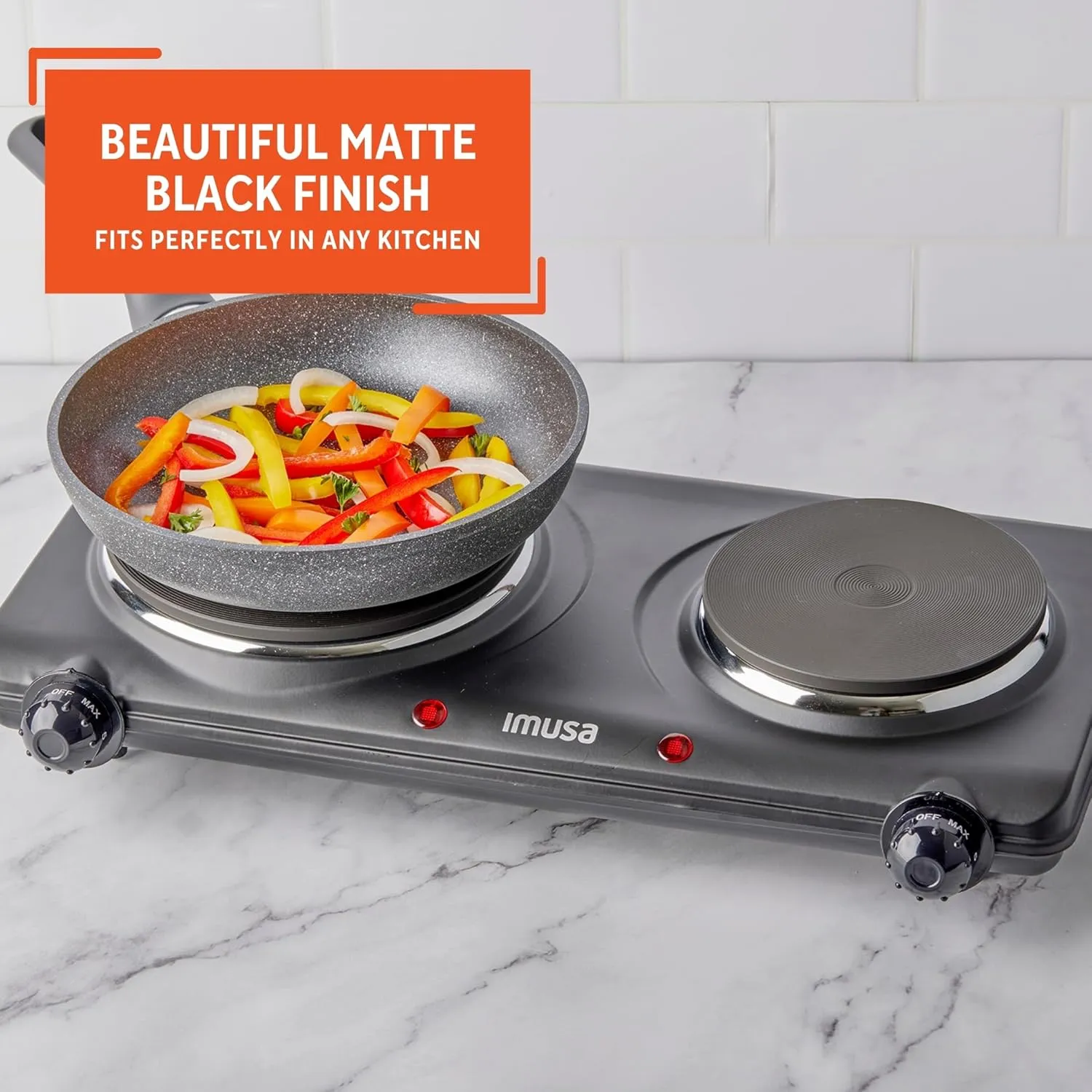 IMUSA Double Electric Hot Plate, Black