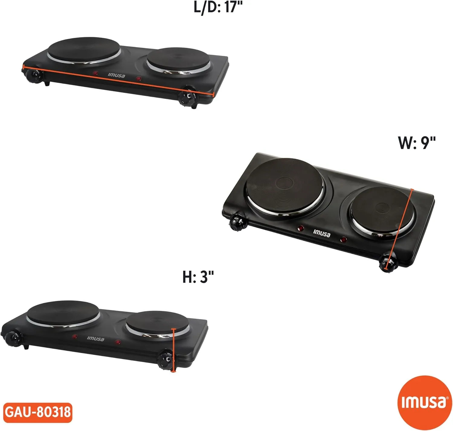 IMUSA Double Electric Hot Plate, Black