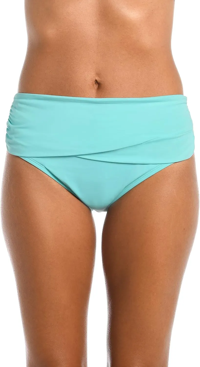 Island Goddess Banded Mid Waist Pant Bikini Swimsuit Bottom
