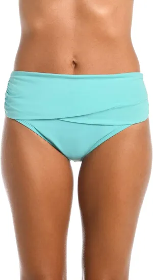 Island Goddess Banded Mid Waist Pant Bikini Swimsuit Bottom