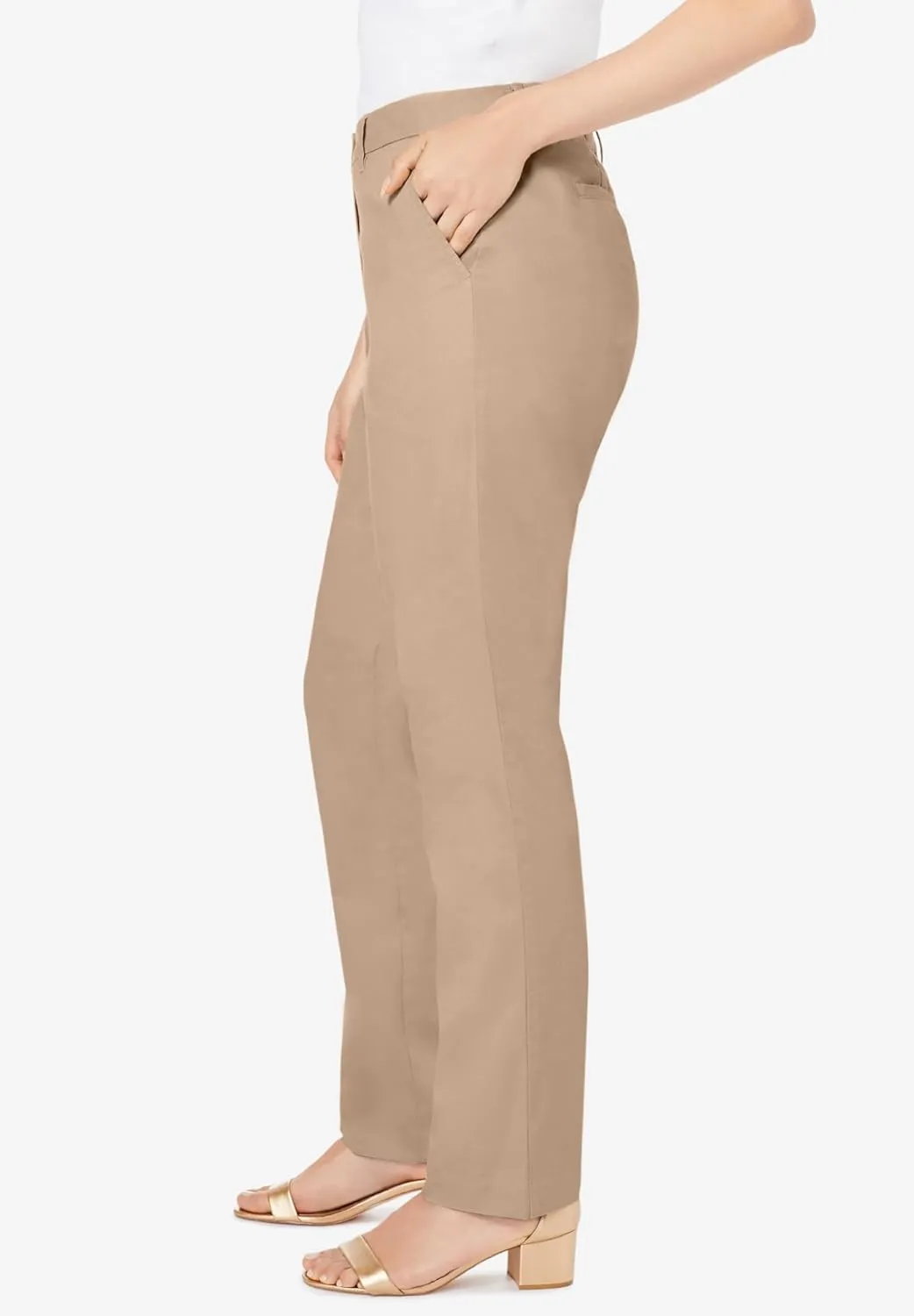 Jessica London Women's Plus Size Casual Stretch Straight Leg Chino Pants