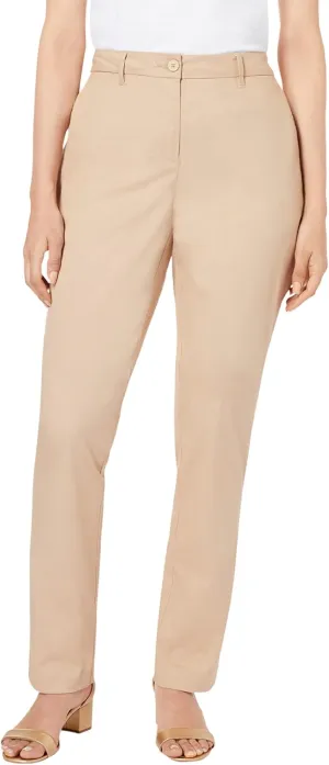 Jessica London Women's Plus Size Casual Stretch Straight Leg Chino Pants