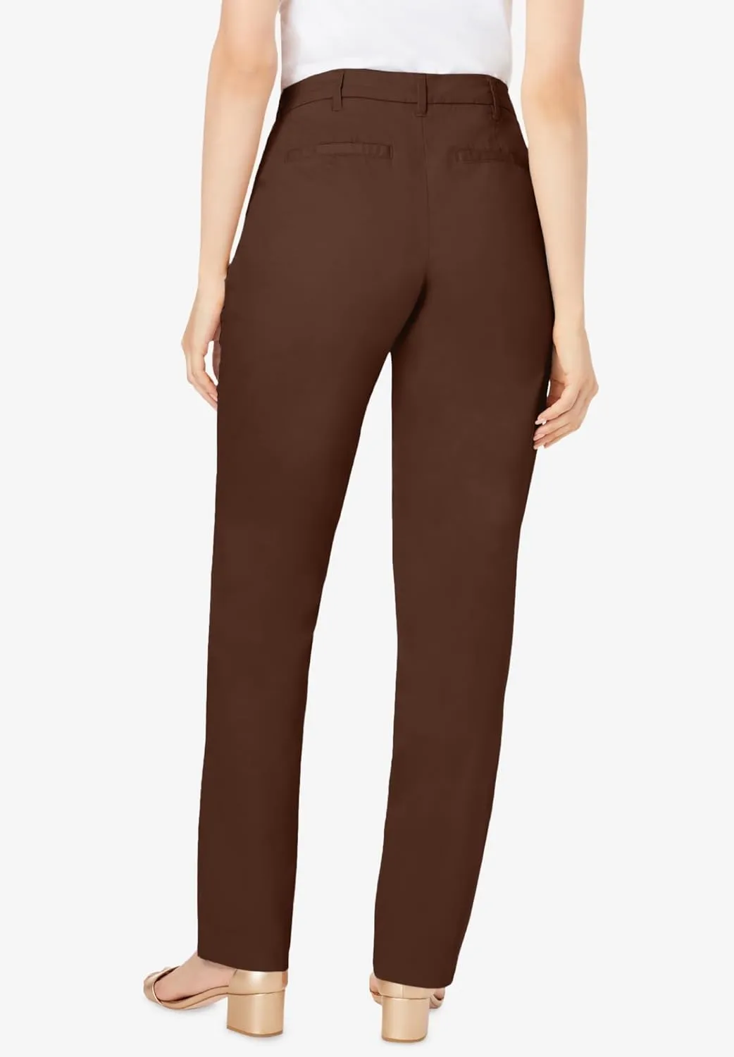 Jessica London Women's Plus Size Casual Stretch Straight Leg Chino Pants